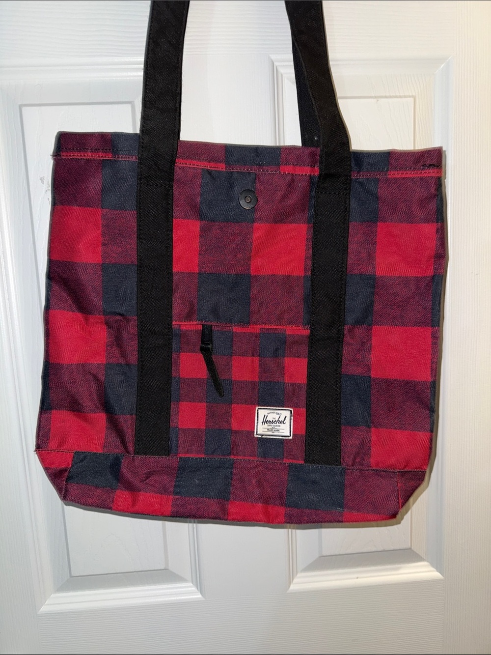 Herschel Supply Company Red & Black Plaid Canvas Tote